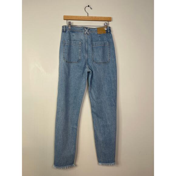 NWT Seventy + Mochi High Rise Mabel Wide Leg Denim Blue Jean with Patch Pocket - Picture 6 of 9